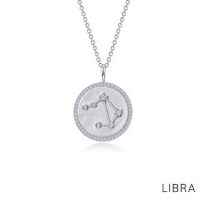 Lafonn Zodiac Constellation Coin Necklace, Libra