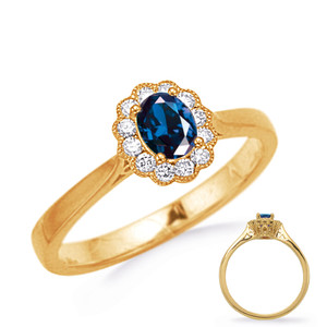 Yellow Gold Sapphire & Diamond Ring in 14K Yellow Gold   C8203-SYG