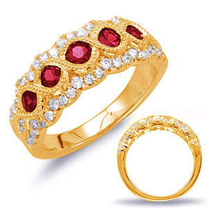 Yellow Gold Ruby & Diamond Ring in 14K Yellow Gold  C5782-RYG