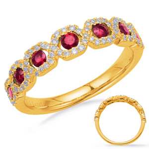 Yellow Gold Ruby & Diamond Ring in 14K Yellow Gold  C5836-RYG