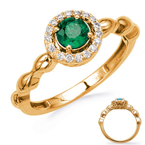Yellow Gold Emerald & Diamond Ring in 14K Yellow Gold   C5848-EYG