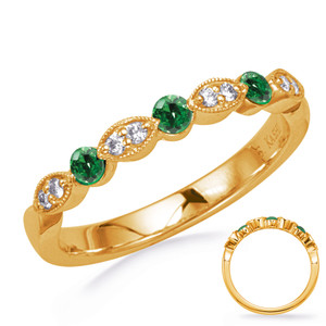 Yellow Gold Emerald & Diamond Ring in 14K Yellow Gold   C8033-EYG