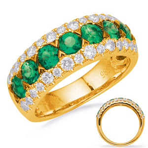 Yellow Gold Emerald & Diamond Ring in 14K Yellow Gold   C8032-EYG