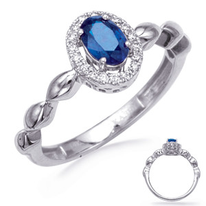 White Gold Sapphire & Diamond Ring in 14K White Gold   C5847-SWG