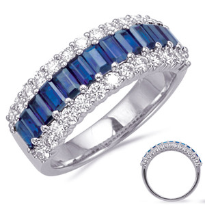 White Gold Sapphire & Diamond Ring in 14K White Gold  C8212-SWG