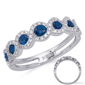 White Gold Sapphire & Diamond Ring in 14K White Gold  C4264-SWG