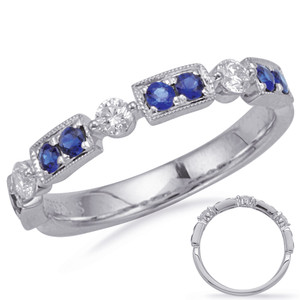 White Gold Sapphire & Diamond Ring in 14K White Gold   C5833-SWG