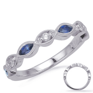 White Gold Sapp & Dia RIng in 14K White Gold  EN8198-BSWG