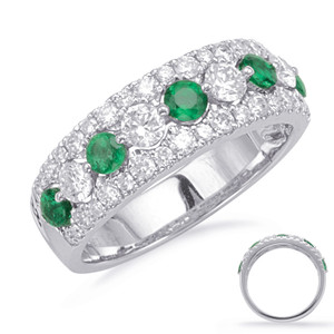 White Gold Emerald & Diamond Ring in 14K White Gold  C5829-EWG