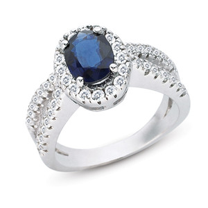 Sapphire & Diamond Ring in 14K White Gold  C5766-SWG