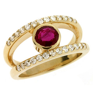 Ruby & Diamond Ring in 14K Yellow Gold  C5711-R