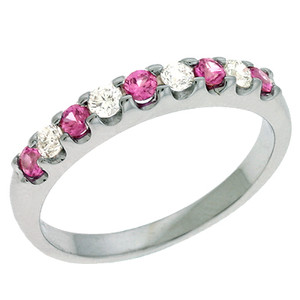 Pink Sapphire & Diamond Band in 14K White Gold  C6637-SPWG