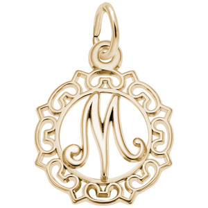 Ornate Script Initial M Rembrant Charm