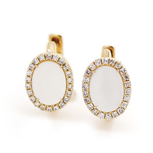 14KT Yellow Gold Mother of Pearl Diamond Earrings 0.20 CTW