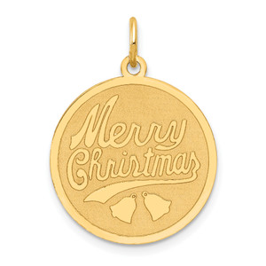 14KT Gold  Merry Christmas Disc Charm