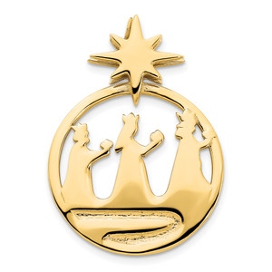 14KT Gold  Polished Three Wise Men North Star Chain Slide Pendant