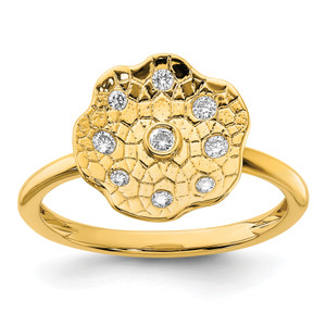 14k Polished and Textured Diamond Circle Ring RM6884-013-YA