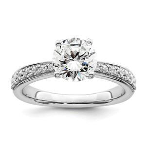 True Origin White Gold 1/3 carat Lab Grown Diamond VS/SI D E F Semi Mound Round Engagement Ring RM8588-150-WLD