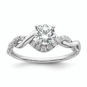 14k White Gold Twist (Holds 5/8 carat (5.8mm) Round Center) 1/4 carat Diamond Semi-mount Engagement Ring RM8752E-075-WAA