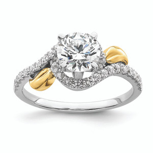 14k Two-tone By-Pass (Holds 1 carat (6.5mm) Round Center) 1/3 carat Diamond Semi-mount Engagement Ring RM8754E-100-WYAA