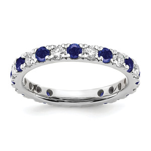 Lab Grown Diamond & Created Blue Sapphire Eternity Band