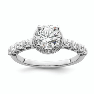 14K White Gold Halo Plus (Holds 1 carat (6.5mm) Round Center) 1/2 carat Diamond Semi-mount Engagement Ring RM8676E-100-WAA