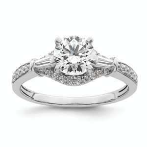 14k White Gold (Holds 1 carat (6.5mm) Round Center) 1/2 carat Round/Baguette Diamond Semi-mount Engagement Ring RM8750E-100-WAA