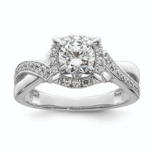 14K White Gold Halo Plus (Holds 5/8 carat (5.8mm) Round Center) 1/4 carat Diamond Semi-mount Engagement Ring RM8756E-075-WAA