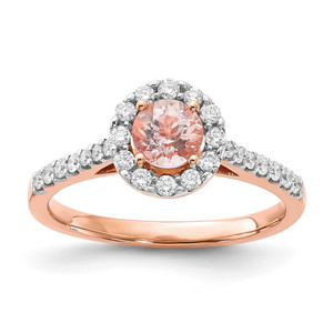 14k Rose Gold Round Morganite Center Diamond Halo Engagement Ring RDB2612ER4/MOR-4RA
