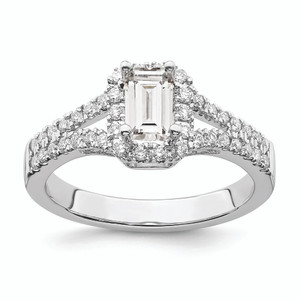 Emerald-Cut Halo Diamond Semi-mount Engagement Ring sRM2337E-050-WAA
