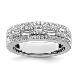 14K White Gold 1 carat Round/Baguette Diamond Complete Wedding BandRM8645B-100-WAA