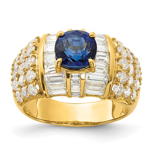 18k Yellow Gold Polished Fancy Sapphire and Diamond Ring 1435577-8Y-6.5