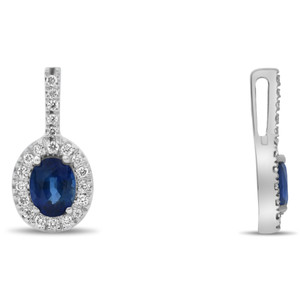 Oval Sapphire and Diamond Pendant in 14KT Gold AP1025