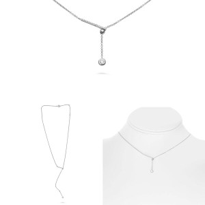 Diamond Bar Lariat Necklace in 14KT Gold EN1084