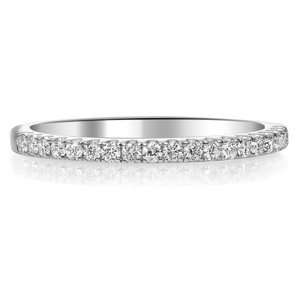 French Half Pave White Diamond Band in 14KT Gold ur1936wb