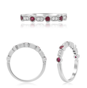 Geometric Diamond & Ruby Band in 14KT Gold UR1300WRB