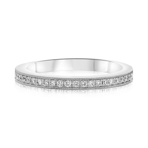 Milgrain White Diamond Band in 14KT Gold kr1639w