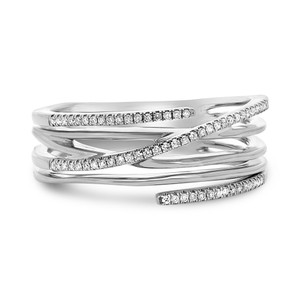 White Gold  & Diamond Overlapping Band in 14KT Gold mr725