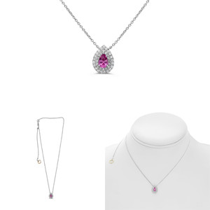 Pear Shape Pink Sapphire Necklace in 14KT Gold UN1919