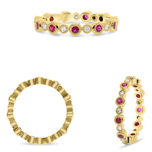 White Gold  Ruby & Diamond Eternity Band in 14KT Gold NR1096