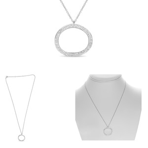 Oval Diamond Pave Necklace in 14KT Gold EN1041