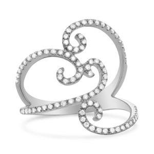 White Gold  Swirl Pave Diamond Ring in 14KT Gold gr2790
