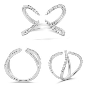 White Gold  Open Criss Cross Ring in 14KT Gold UR2085