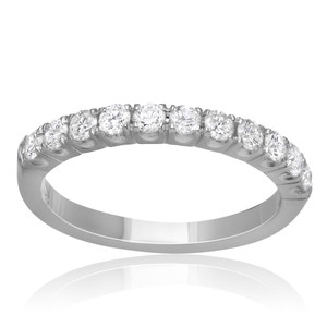French Half Pave White Gold  Band in 14KT Gold nr804wb