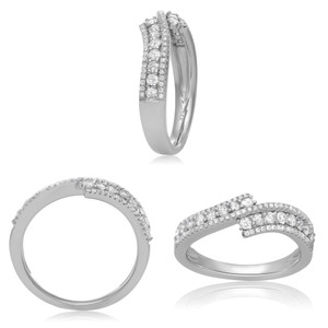 Overlapping Three Row Diamond Band in 14KT Gold UR1685