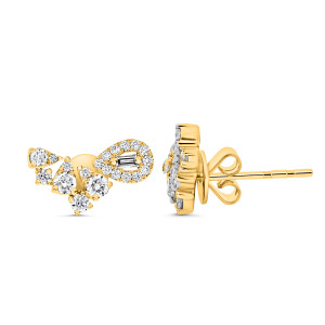 Baguette Diamond Earrings in 14KT Gold fe1012