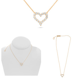 Heart Shape Diamond Necklace in 14KT Gold UN2004