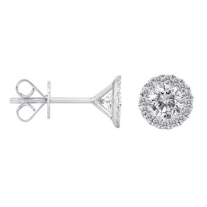 White Gold  Diamond Halo Stud Earrings sin 14KT Gold KE4133W_6.jpg