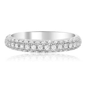 Three Row Curved Diamond Band in 14KT Gold nr318w