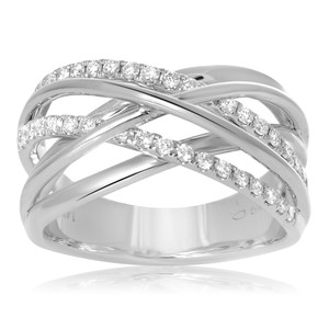 White Gold  Overlapping Pave Ring in 14KT Gold kr5605w